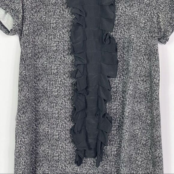 Theory Ginny Ruffle Silk Trim Mini Dress, Small, Black & Gray - Picture 4 of 8